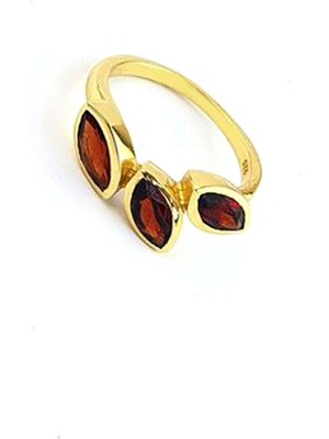 Ose Shop  Granat Taşlı 925AYAR Gümüş Üzerine Altın Kaplama Tasarım Doğal Taş Yüzük