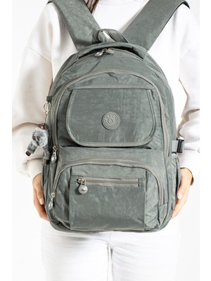 Duomino Fcstore Krinkıl Kumaş Suya Dayanıklı Büyük Boy Gri Klinkır Sırt Çantası Laptop Günlük Okul Çanta