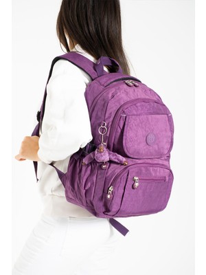 Duomino Fcstore Krinkıl Kumaş Suya Dayanıklı Büyük Boy Mor Klinkır Sırt Çantası Laptop Günlük Okul Çanta