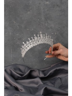 Alinev Zirkon Taşlı Gelin Tacı