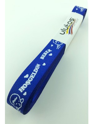 Saks Mavi Hoşgeldin Bebeğim Baskılı Grogren Kurdele 1,5 cm