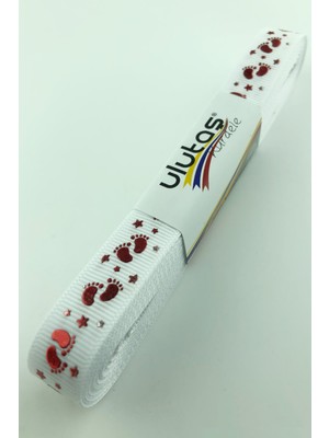 Bebek Ayağı Figür Baskılı Grogren Kurdele