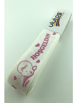 2.5 cm Hoşgeldin Bebeğim Baskılı Grogren Kurdele