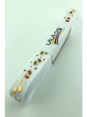 Kızıl Bebek Ayağı Figür Baskılı Grogren Kurdele 1,5 cm