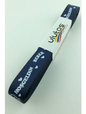 Lacivert Hoşgeldin Bebeğim Baskılı Grogren Kurdele 1,5 cm