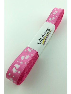 Bebek Ayağı Figür Baskılı Saten Kurdele