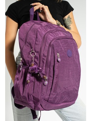 Duomino Fcstore Krinkıl Kumaş Suya Dayanıklı Büyük Boy Mor Klinkır Sırt Çantası/laptop Seyahat Okul Çanta