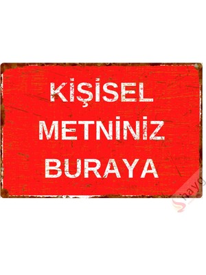 Hayg Equipment Kişiselleştirilebilir Metal Pas Görünümlü Duvar Levhası - Dekoratif Alüminyum Tabela - Kırmızı -15CMX22,5CM