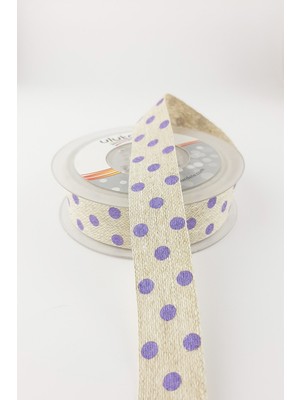 Lila Baskılı Keten Kurdele 10 mt