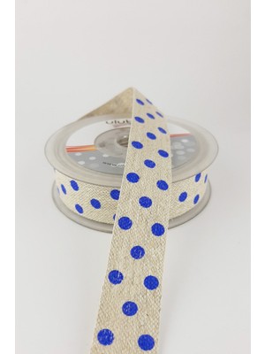 Lacivert Baskılı Keten Kurdele 10 mt