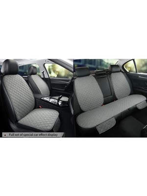 TeknoClub Araba Koltuk Deri Minderi 7 Parça Ön ve Arka Oturak Sırt Dayama Minder Gri-Gri