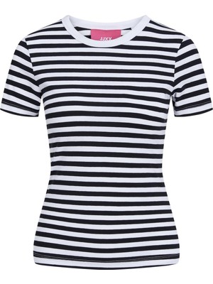 Jack & Jones 12249830 Jxgigi Str Ss Stripe Tee Jrs Sn Kadın Tişört