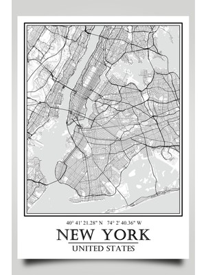 Hari Tasarım New York Şehir Haritası Çerçevesiz Poster-Harita Sanatı, Map Art Design