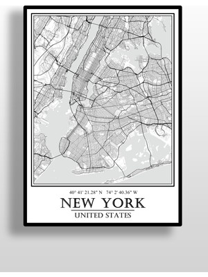 Hari Tasarım New York Şehir Haritası Çerçevesiz Poster-Harita Sanatı, Map Art Design