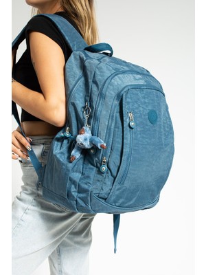 Duomino Fcstore Krinkıl Kumaş Suya Dayanıklı Büyük Boy Turkuaz Mavi Klinkır Sırt Çantası Okul Çantası