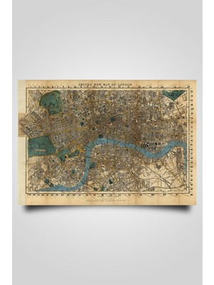 Hari Tasarım 1860 Londra Haritası Çerçevesiz Poster, Tarihi Harita, Harita Sanatı, Map Art Design