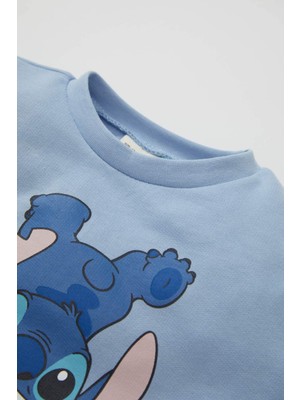 DeFacto Kız Bebek 2'li Takım Disney Lilo & Stitch Sweatshirt Üst Beli Lastikli Desenli Uzun İspanyol Paça Alt D2199A524AU