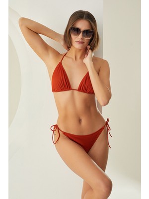 Loya Kiremit Ribbed Üçgen Tek Üst Bikini