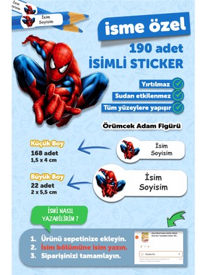 Msticker Okul Etiketi Kalem Defter Etiketi Spiderman Özel Isim Yazılabilen Etiket Winnie The Pooh 1 - 180 Adet