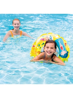 intex Sarı Basklı Simit 61 cm (6-10 Yaş) Yüzme Simidi Havuz Deniz Şişme Yüzücü  Sea Ring Pool