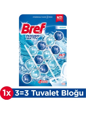 Bref Power Aktiv Okyanus Klozet Temizleyici 3'lü 24/7 Temizlik ve Ferahlık Sağlar
