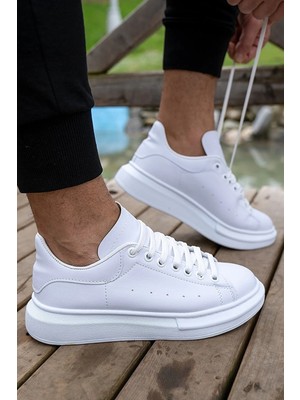 Bay Armedon Unisex Beyaz Sneaker Günlük Kalın Taban Spor Yürüyüş Ayakkabı