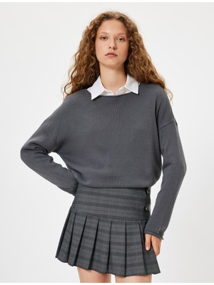 Koton Triko Kazak Kayık Yaka Uzun Kollu Düşük Omuzlu Akrilik Kumaş