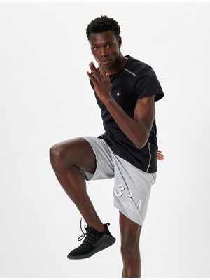 Koton Spor Şort Bermuda Slogan Baskılı Beli Bağcıklı Cep Detaylı