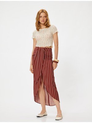 Koton x Melis Ağazat Midi Boy Sarong Etek Kruvaze Asimetrik Slim Fit