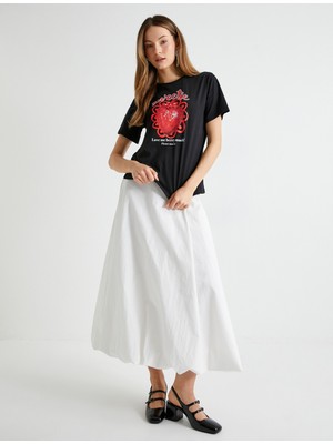 Koton x Tuba Ünsal - Çilek Baskılı Tişört Kısa Kollu Bisiklet Yaka Pamuklu Regular Fit