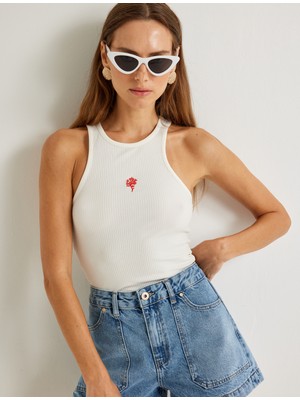 Koton x Şahika Ercümen - Halter Yaka Atlet Viskon Kumaş Fitilli Işleme Detaylı