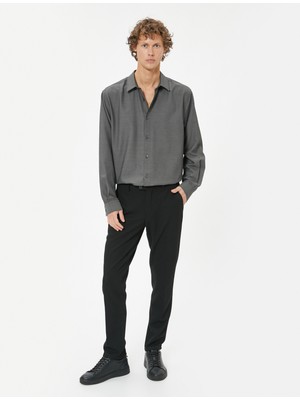 Koton Basic Gömlek Uzun Kollu Pamuk Karışımlı