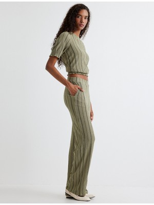 Koton Bol Paça Pantolon Cepli Dokulu Standart Bel