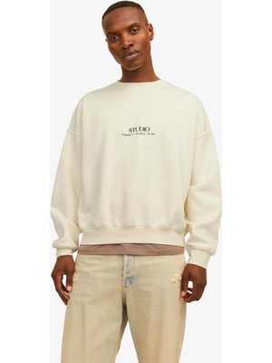 Jack & Jones Jorbrooklyn Erkek Beyaz Sweatshirt 12262881-ANTIQUEWHITE