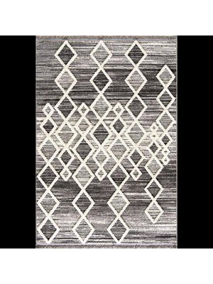 Hoom Rugs Gri Geometrik Desenli Salon Halısı - Baklava Desenli Yumuşak İskandinav Halı- Hoom Rugs Step 2206