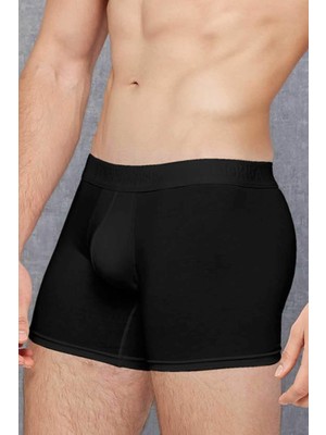 Erkek Modal İnce Kumaş Torbalı Normal Paça Siyah Boxer C2T2N7O1