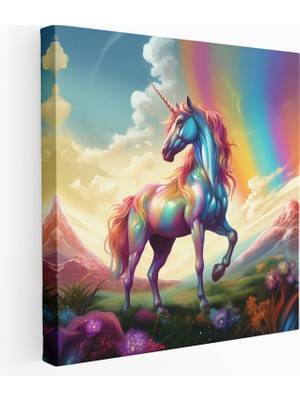 Painted Anarchy Tek Boynuzlu At Duvar Sanatı - Canlı Dijital Illüstrasyon Kanvas - Tek Boynuzlu At, Kanvas Tablo, Duvar Sanatı, Canlı, 30X30