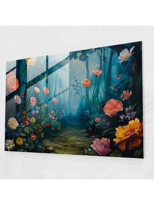 Painted Anarchy Sürrealizm Sanatı Modern Sanat - Büyük Boy Çiçekli Büyülü Orman - Sürrealizm Sanatı, Büyülü Dekor, Temalı, Cam Baskı, 45X30