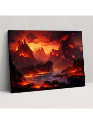 Painted Anarchy Gerçeküstü Volkan Kanvas Tablo - Volkan, Dijital Illüstrasyon, Yüzen Adalar, Kanvas Tablo, 50X30