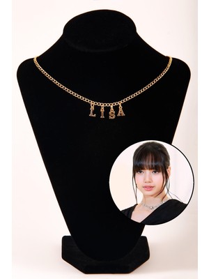 Alp Collection Gold Lisa Yazılı Harfli Blackpink 45CM Zincirli Hediyelik Kolye