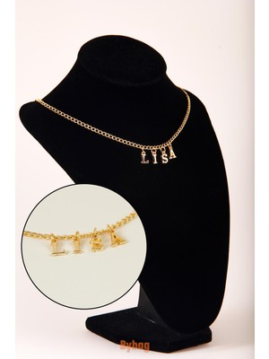 Alp Collection Gold Lisa Yazılı Harfli Blackpink 45CM Zincirli Hediyelik Kolye