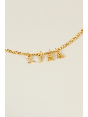 Alp Collection Gold Lisa Yazılı Harfli Blackpink 45CM Zincirli Hediyelik Kolye