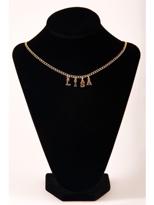 Alp Collection Gold Lisa Yazılı Harfli Blackpink 45CM Zincirli Hediyelik Kolye