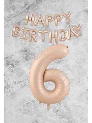Rönesans Parti Kum Beji Happy Bırthday Rakam Folyo Balon Seti 6 Yaş