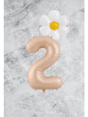 Bal10 Dünyası Kum Beji Rakam Papatya Folyo Balon Seti Yaş 2