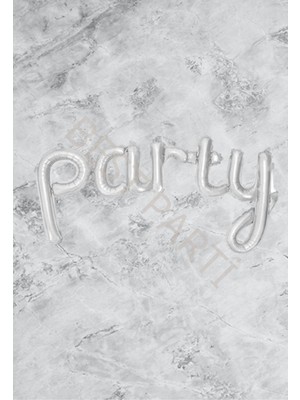 Best Parti Party Yazılı Gümüş Renk Folyo Balon Seti 113X48 cm