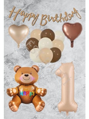 Best Parti Kum Beji Rakam Kalp Ayıcıklı Folyo Balon Seti Yaş 1