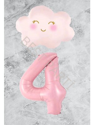 Best Parti Pembe Rakam Bulut Folyo Balon Seti Yaş 4