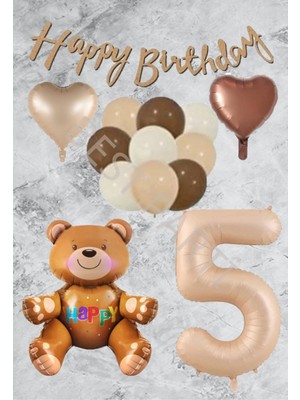 Best Parti Kum Beji Rakam Kalp Ayıcıklı Folyo Balon Seti Yaş 5