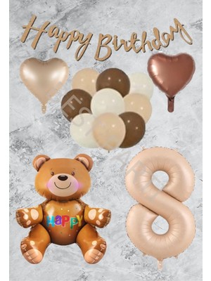 Best Parti Kum Beji Rakam Kalp Ayıcıklı Folyo Balon Seti Yaş 8